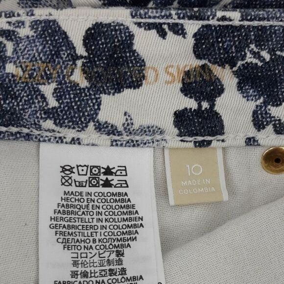 Michael Kors Izzy Skinny High Waisted Skinny‎ Crop Ankle Pants Blue Floral Sz 10 - Picture 3 of 13